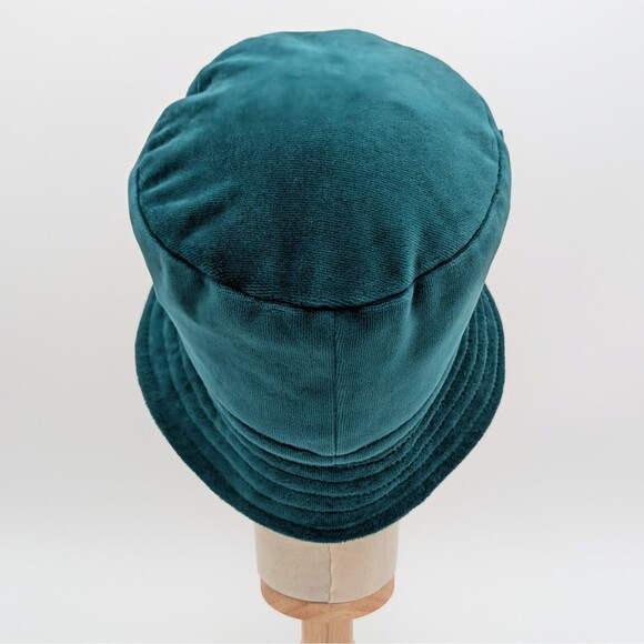 Aller Simplement Womens Velvet Bucket Hat Green Fleece Lined 100% Cotton Cloche - Picture 5 of 7